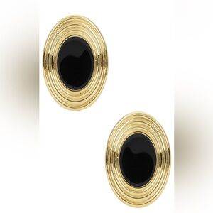 Chic Gold and Black Oval Earrings